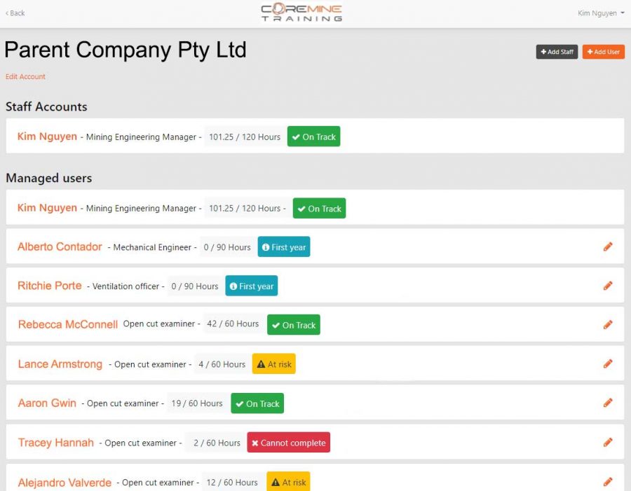 CoreMOC employer dashboard